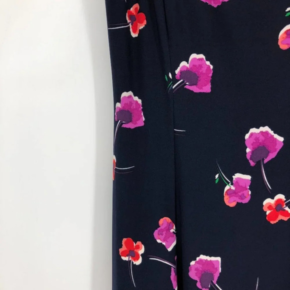 Chaps Navy Blue Floral  Red Pink Sleeveless Fit & Flair midi dress SP - Picture 9 of 13